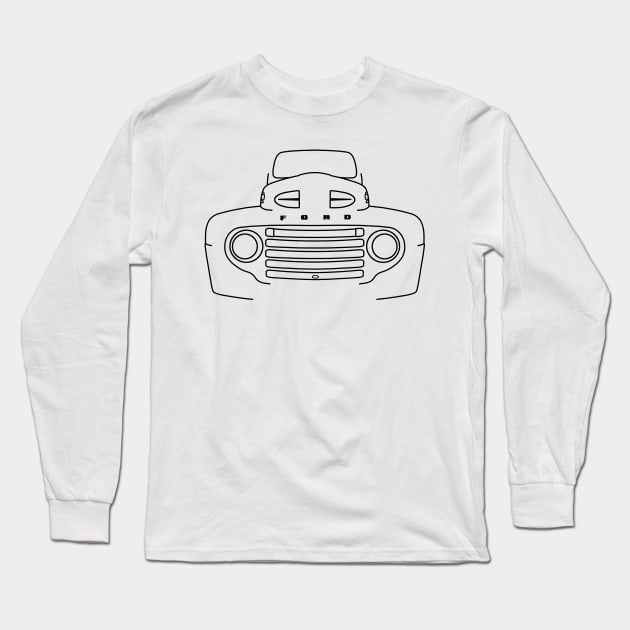 1948 Ford F-1 classic pickup truck black outline graphic Long Sleeve T-Shirt by soitwouldseem